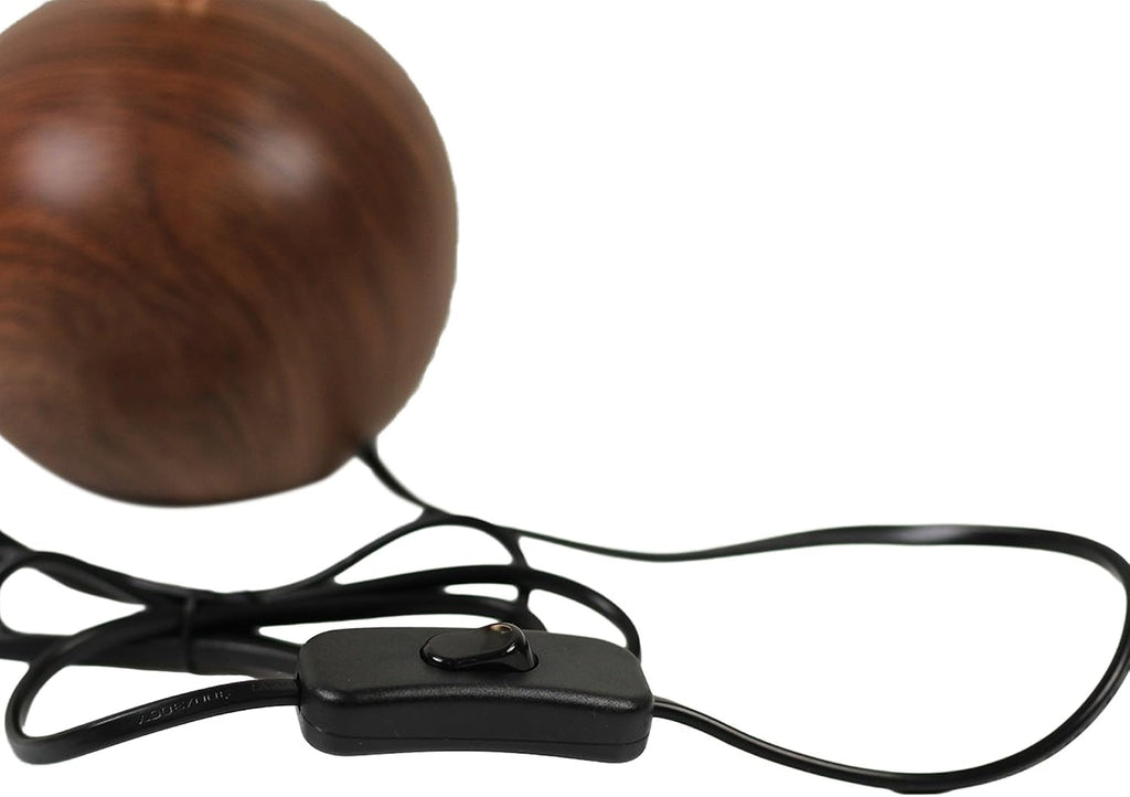 Serello Ceramic Globe Table Lamp – Walnut Base, Beige Shade
