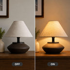 Serello Farmhouse Ceramic Table Lamp – Black Base, Linen Shade