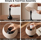 Serello Touch Bedside Table Lamp – 3-Way Dimmable with Fabric Shade