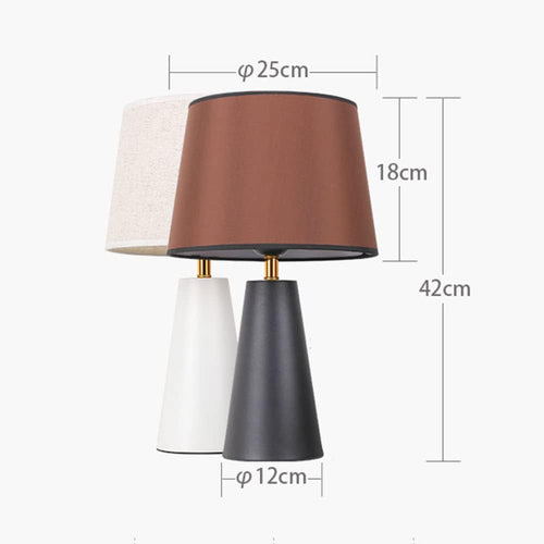 Serello Modern Bedside Table Lamp – Linen Shade, Black Metal Base